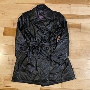 🖤 Black Faux Leather Trench Coat